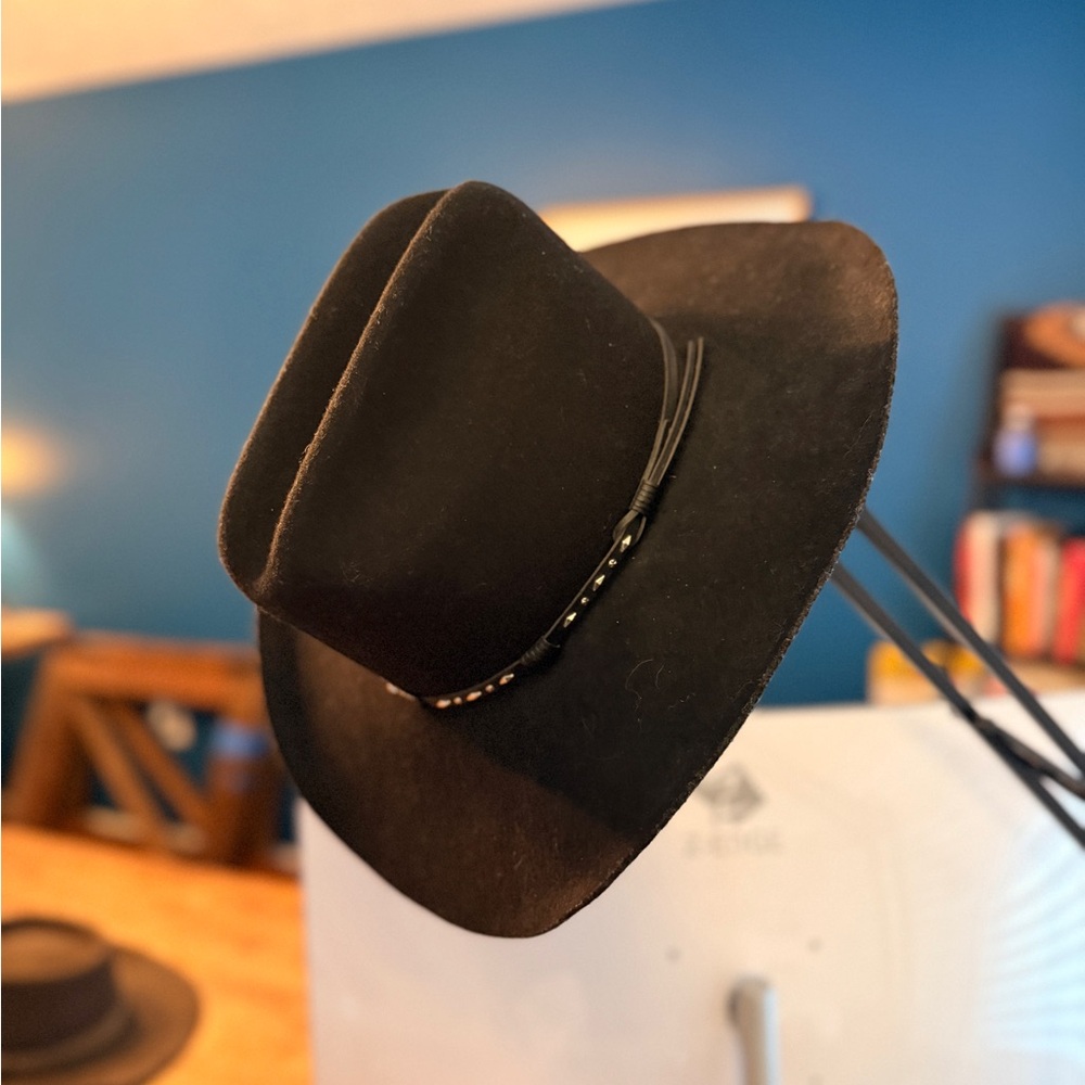Resistol XX Premium Wool Hat 7 1/8 Black Western Cowboy Hat Black Self Conformi